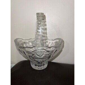 Anna Hutte Bleikristall 24% Lead Crystal Vintage Footed Basket 6"x4.5"x7"Germany